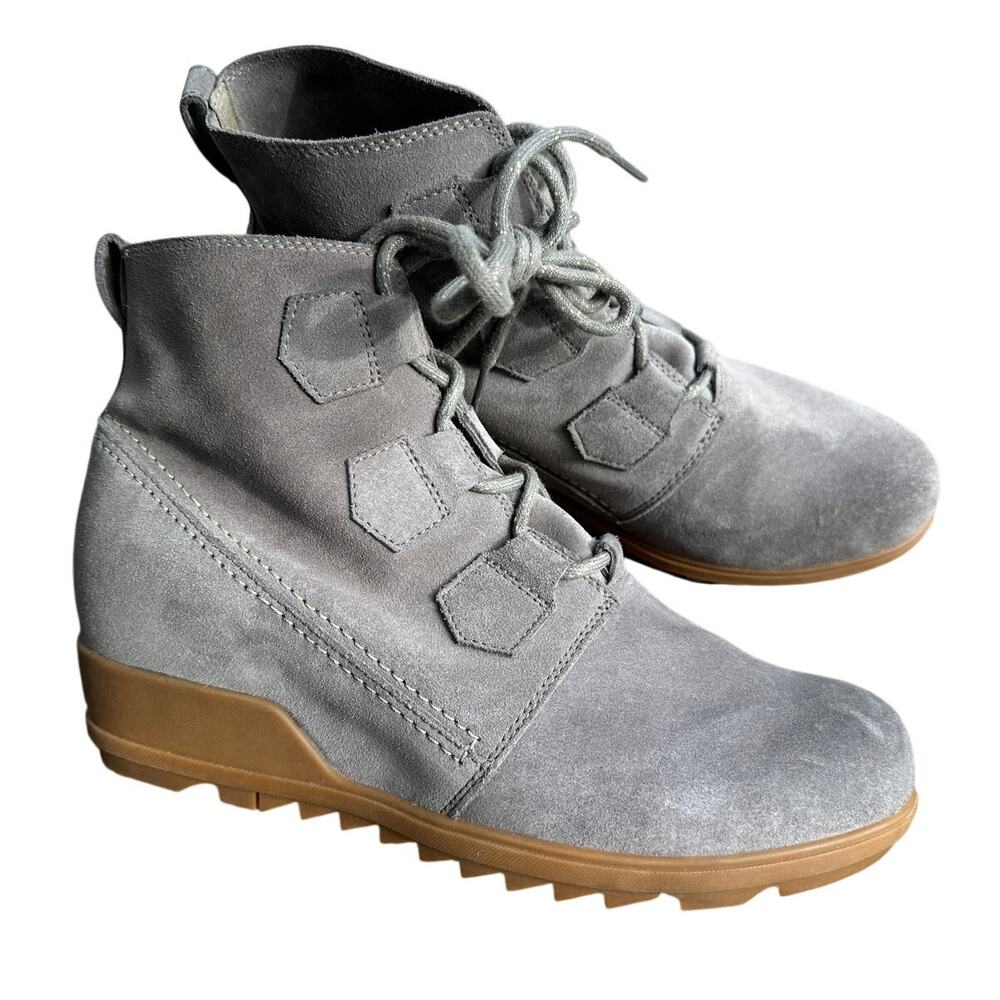 Sorel Women’s Evie Lace Waterproof Suede Wedge Ankle Boot Grey Size 12